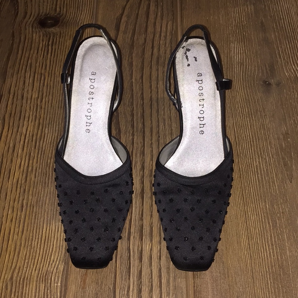 Apostrophe Beaded Satin Heel - Size 6.5M